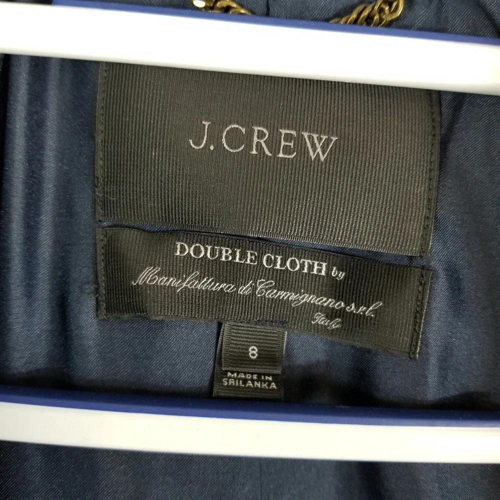 J.Crew Double Cloth Wool Belted Coat Blue‎ Italian Fabric Women Size 8
